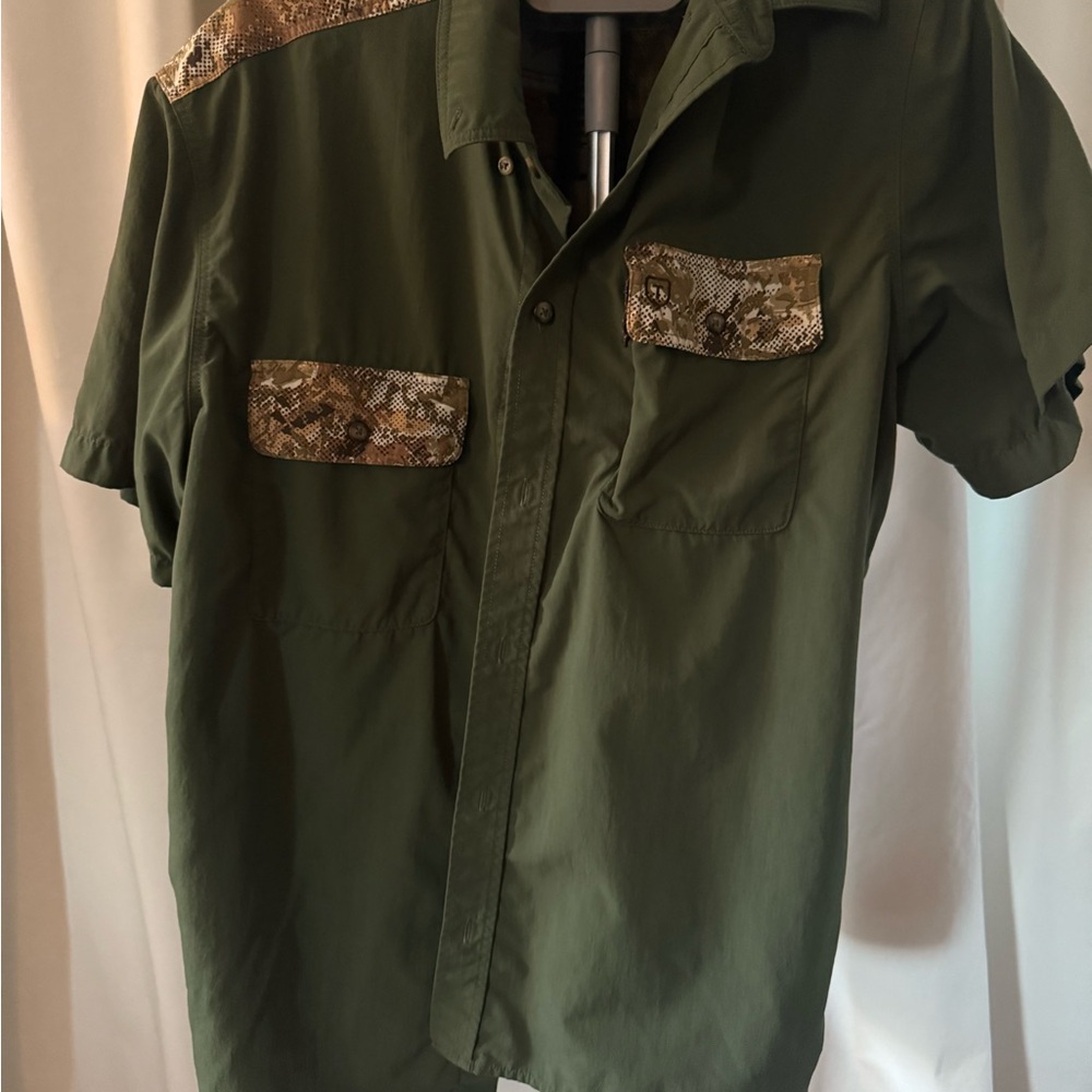 Duck Camp by Tecovas Green Camouflage Accent Short Sleeve Shirt